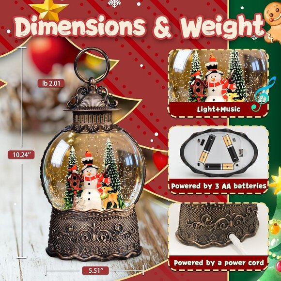 Christmas Snow Globes Lantern, Snowman and Christmas Tree Decorations Gift - Picture 3 of 6
